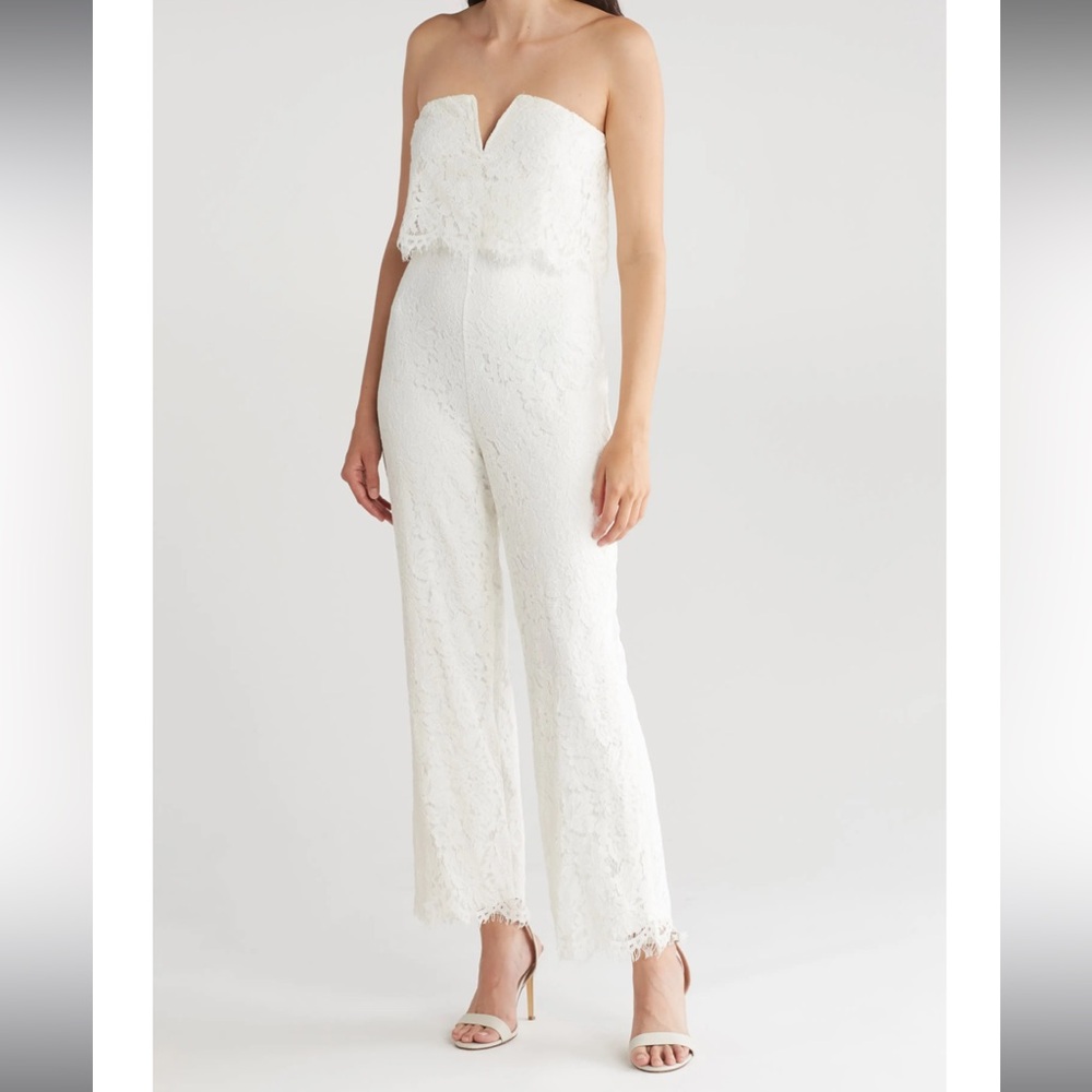 Lulus Power of Love Strapless Lace Jumpsuit size large